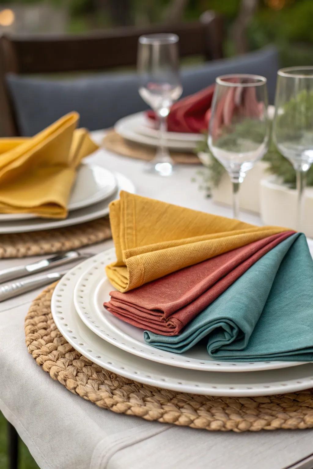 Layered napkins add dimension and elegance.