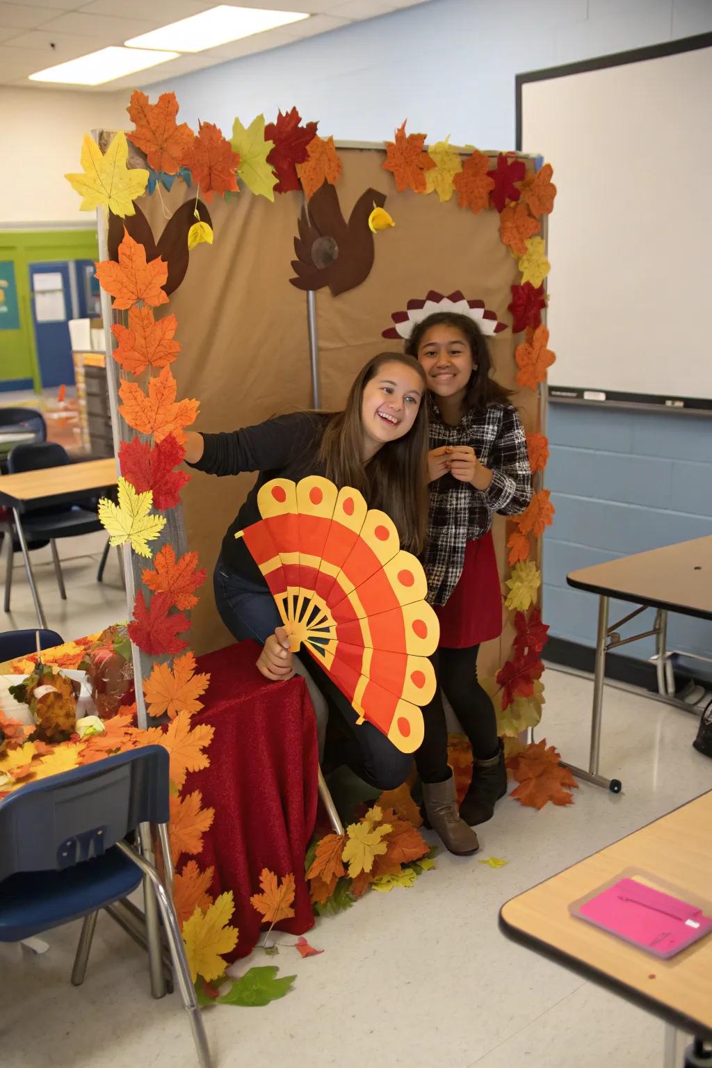 A Thanksgiving snapshot booth prepared for capturing celebratory instants.