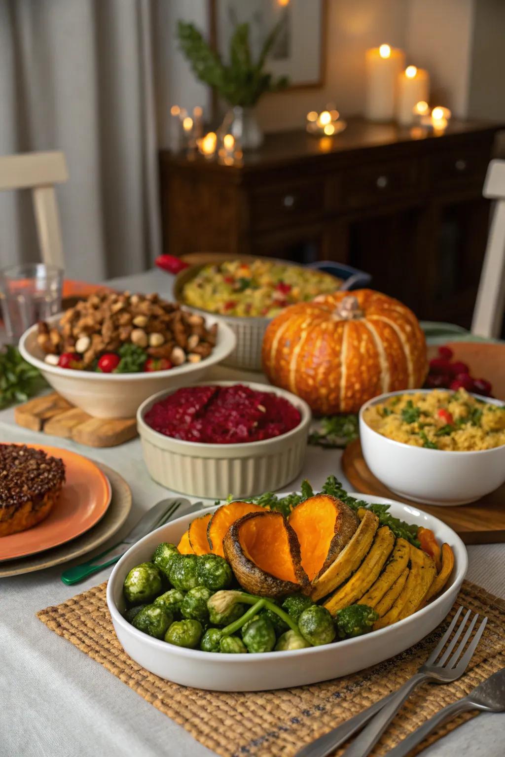 A plant-based meal that presents the flavors of the season.