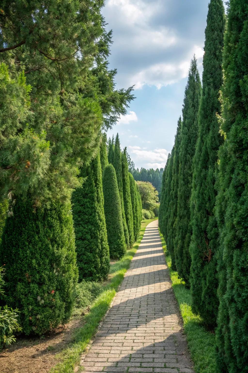 Escort guests with Arborvitae-lined pathways.