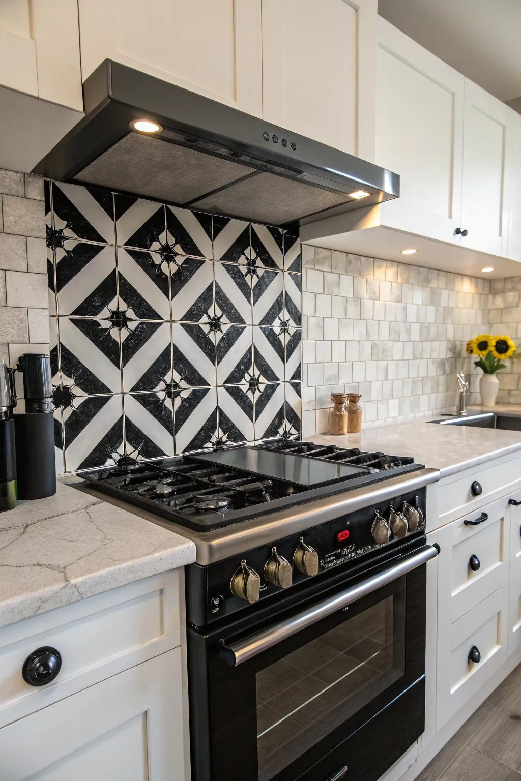 Monochrome panels highlight with striking contrast.