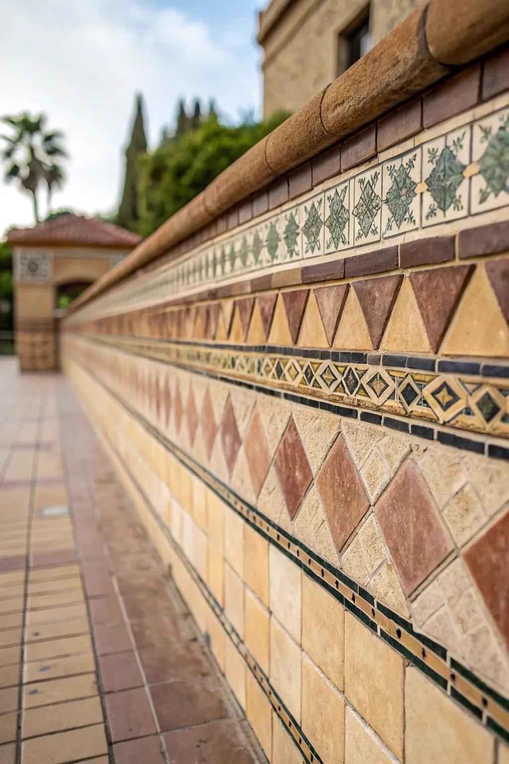 Structured trims provide a unique dimension and interest to tiled surfaces.