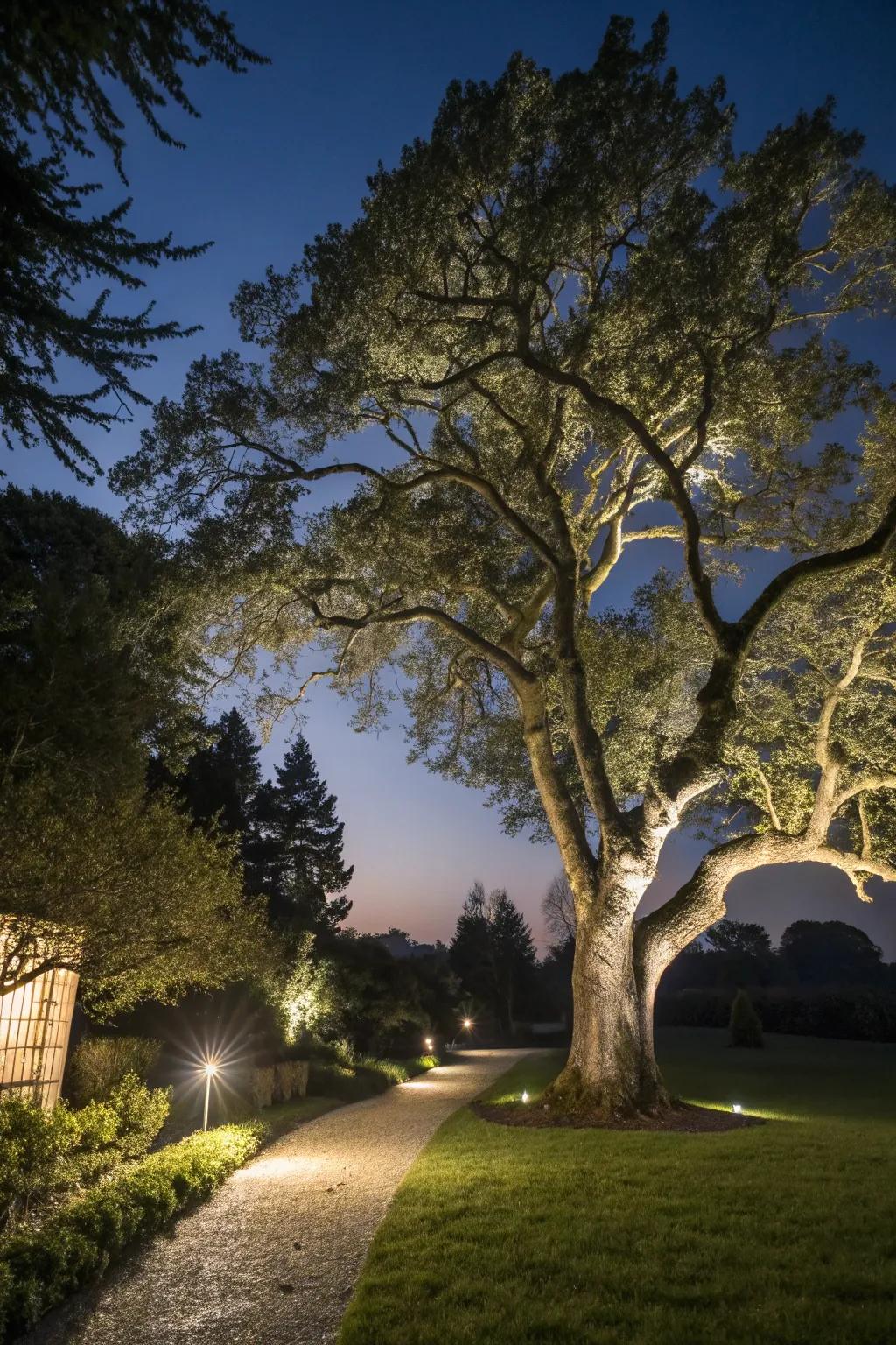 Beams transform trees into breathtaking points of interest.