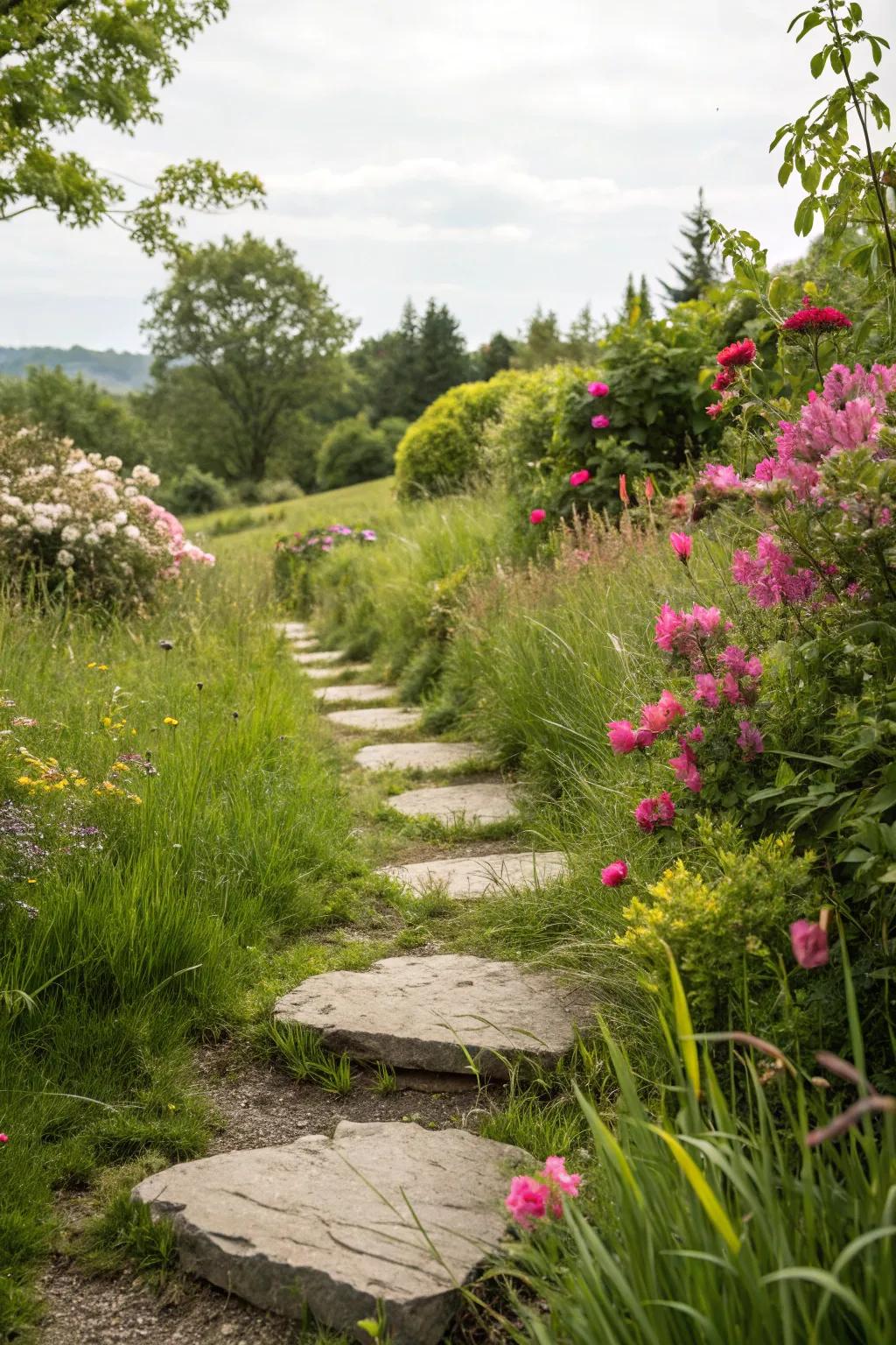 Stride-stone trails present a relaxed and versatile approach to garden design.
