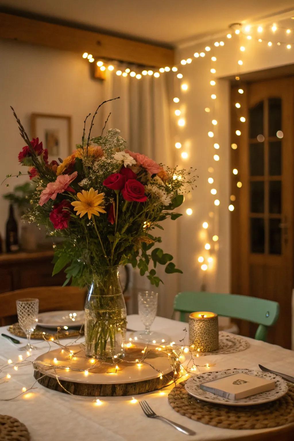 Sprite lights introduce a magical sparkle to the centerpiece.