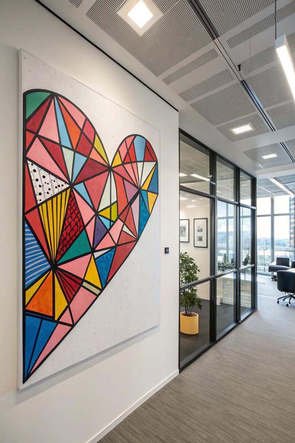 Geometric hearts contribute a contemporary touch to your decor.