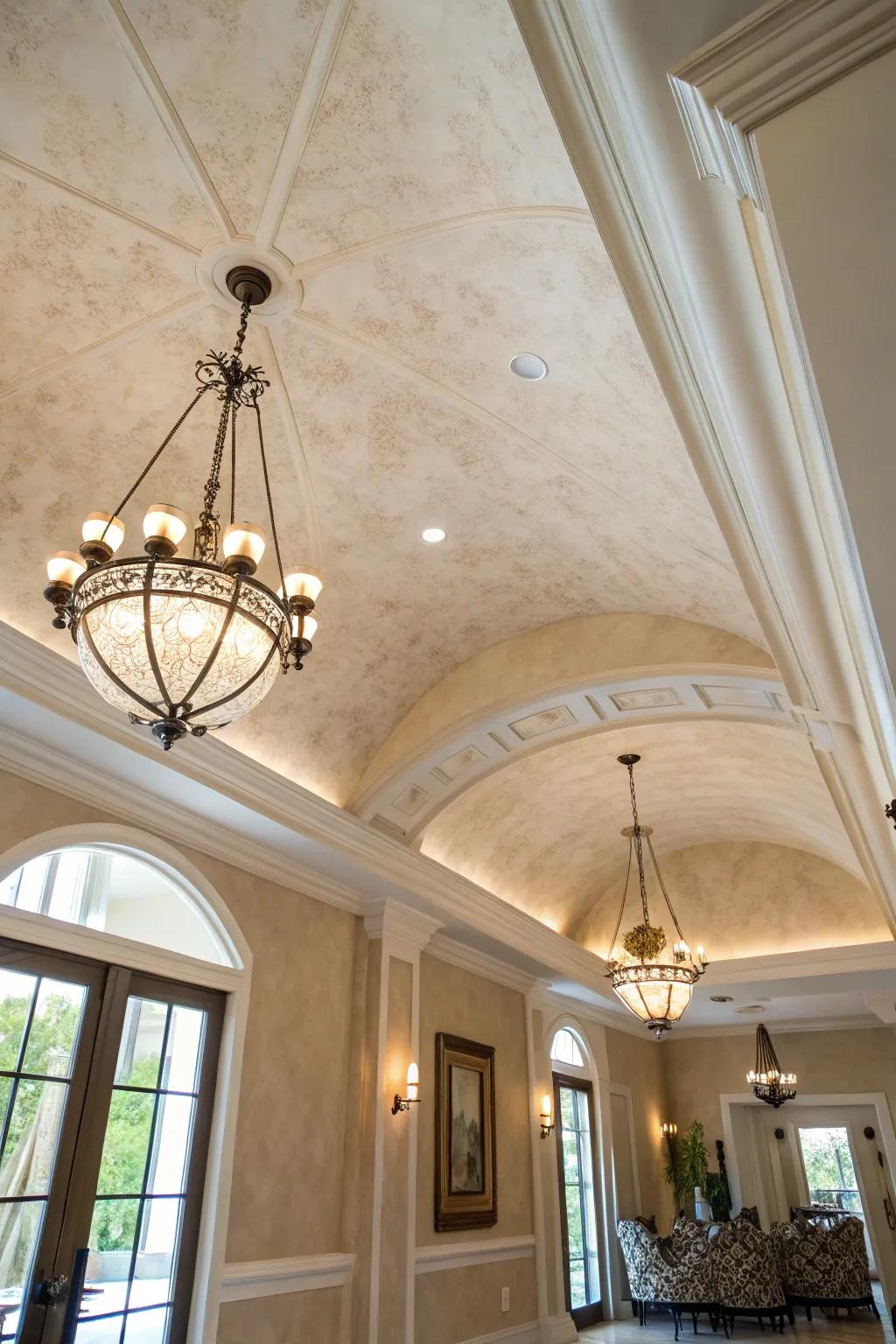 Add a touch of luxury with a Plaster of Venice Set ceiling.