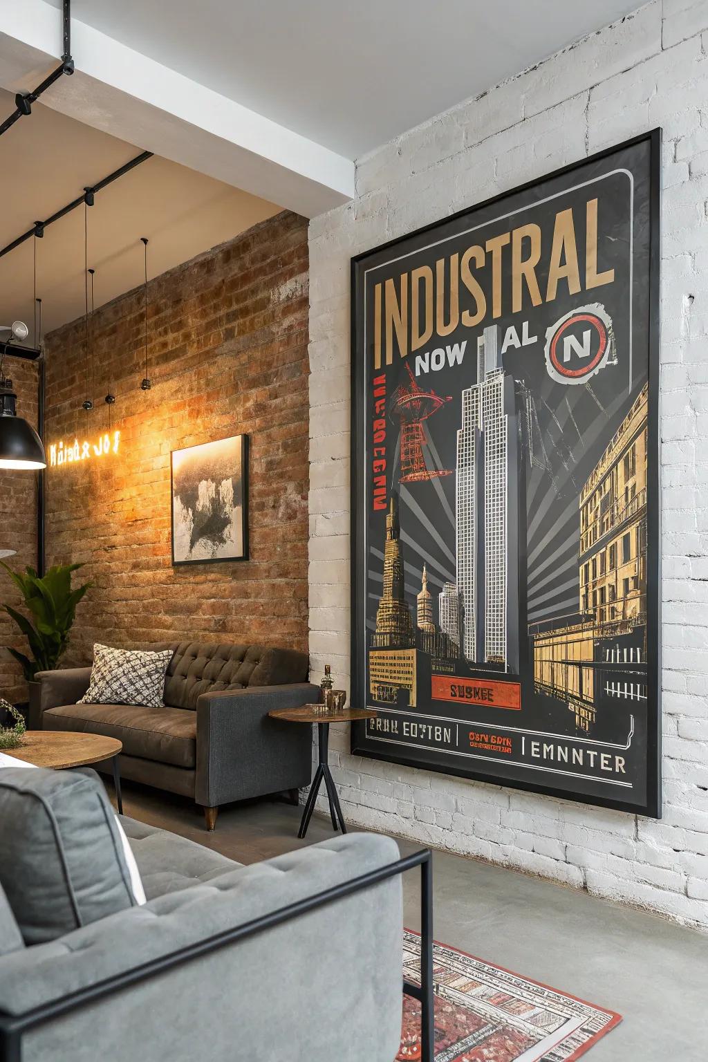 Industrial posters give a modern sharpness.
