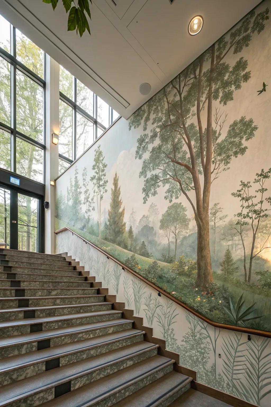 Establish a restorative result through scenery-inspired murals.