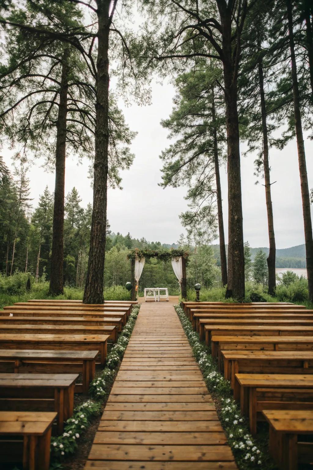 A countryside wooden plank walkway blends seamlessly with nature.