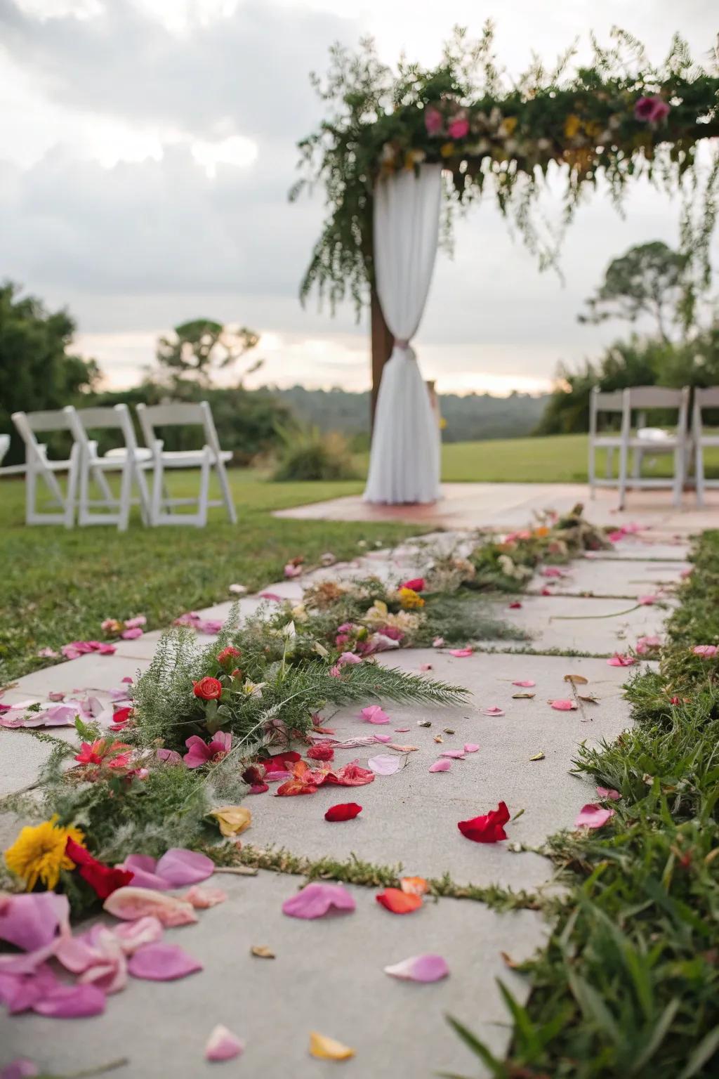 An environmentally-friendly exit toss featuring flower petals and herbs, which adds a natural touch to the celebration.