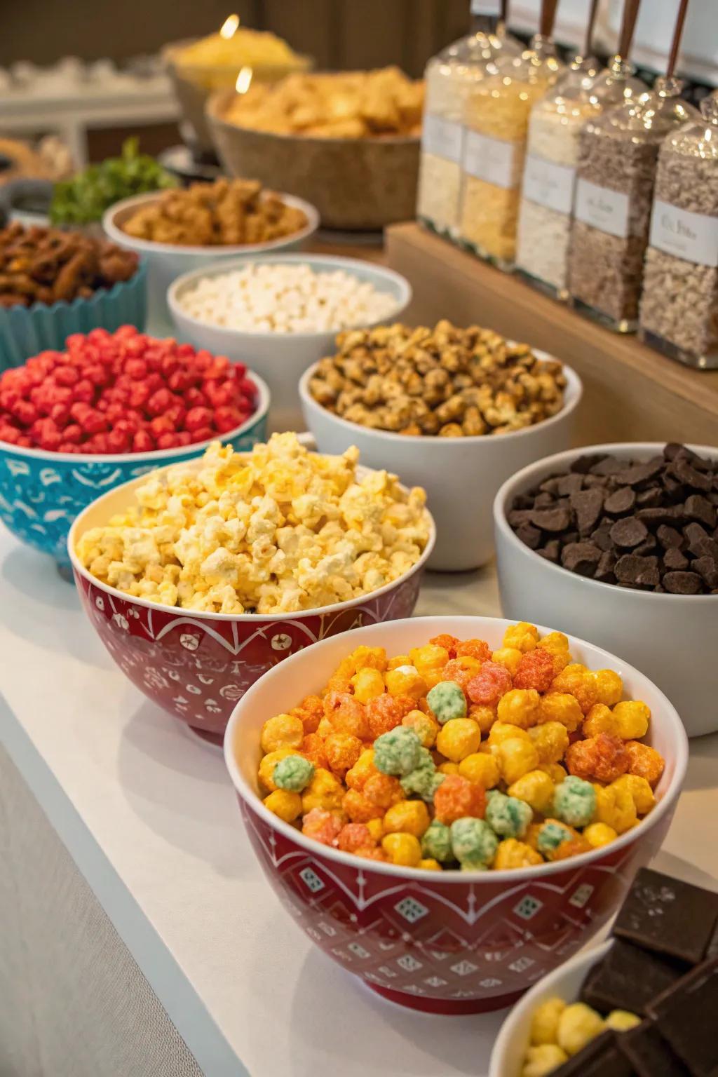 A gourmet grain puff bar offering a savory twist to your dessert selection.