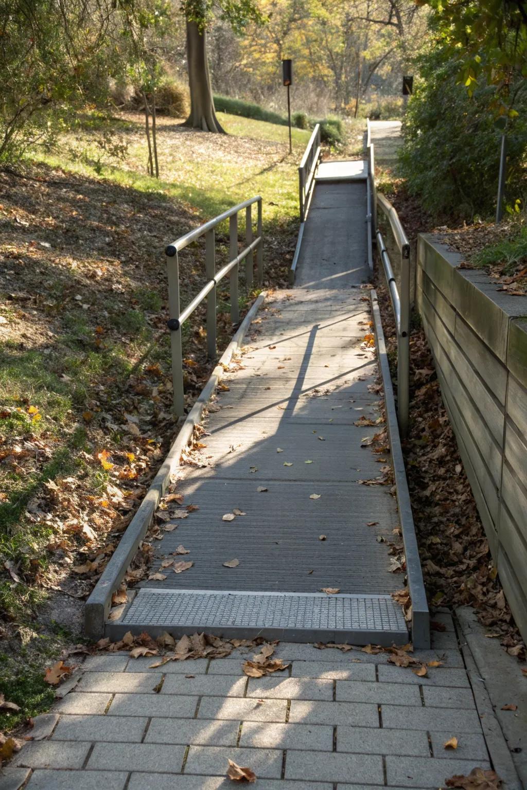 A discreet hidden ramp that maintains the aesthetics of the entrance.