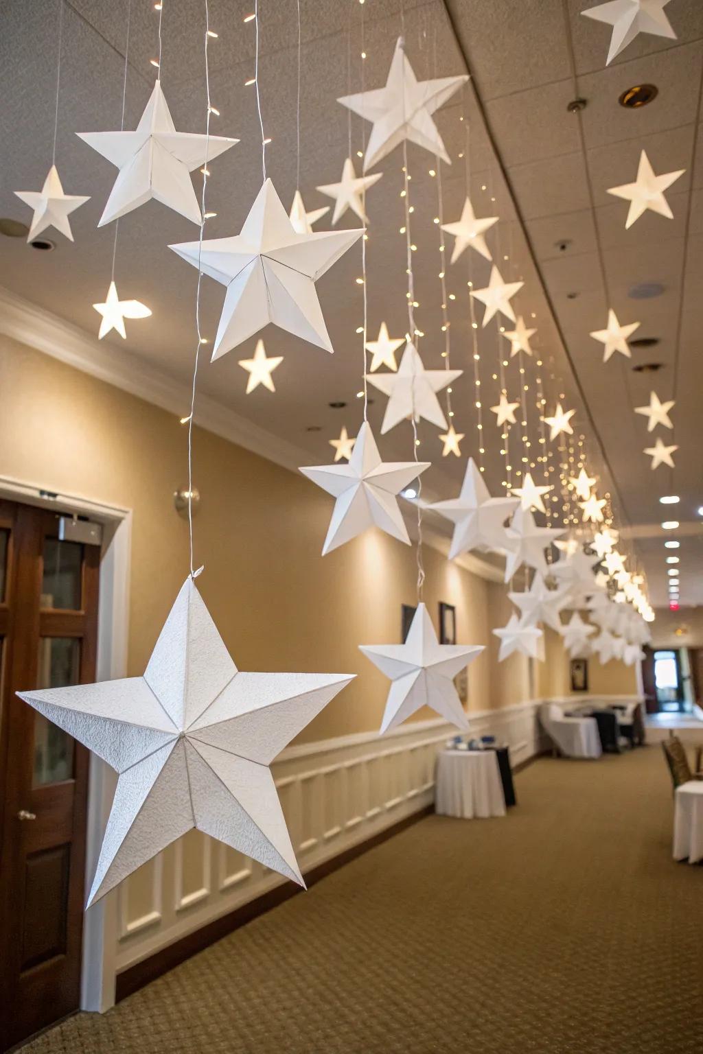 Paper stars that bring the skies indoors.