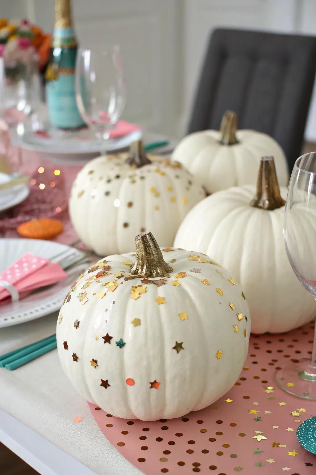Metallic sprinkles for a festive pumpkin look.