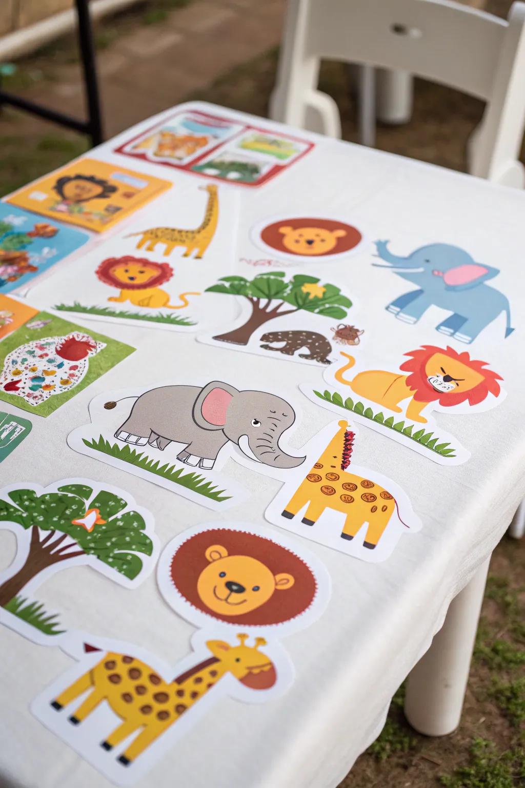 Safari-themed decals infuse a playful element to any celebration.