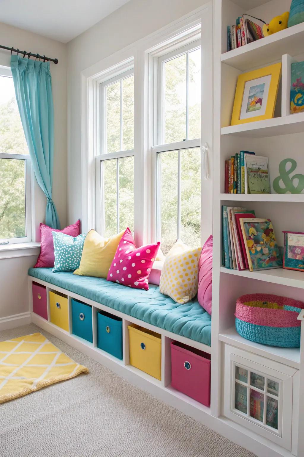 A fun and inviting window nook for kids to enjoy.