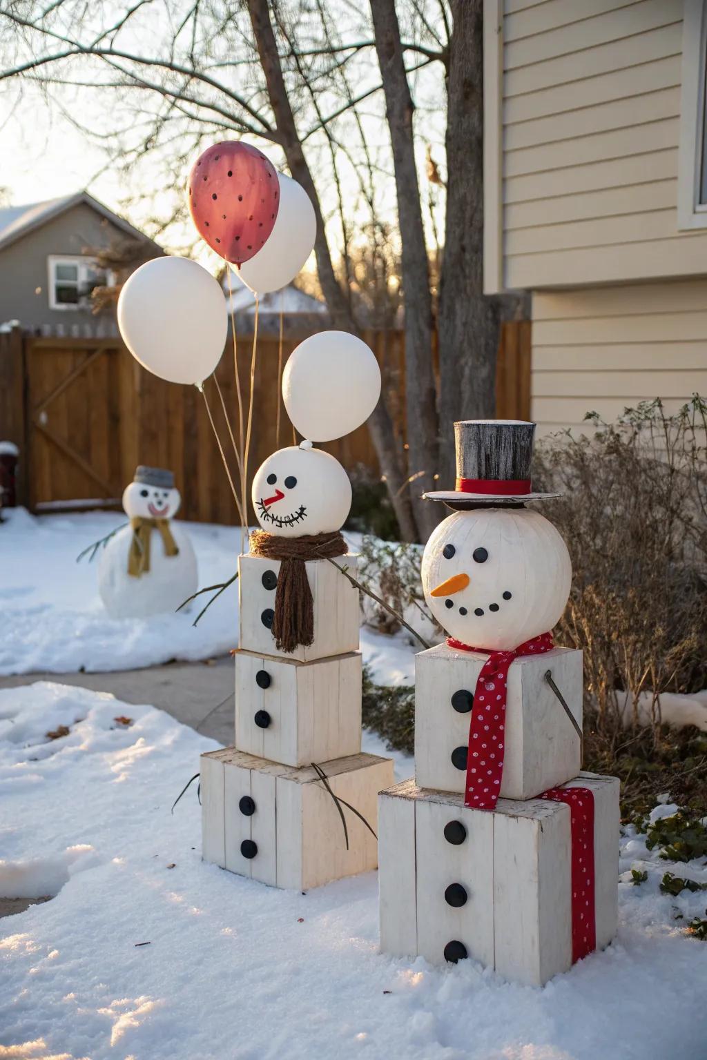 Self-made snow characters introduce charm and festivity to your design.