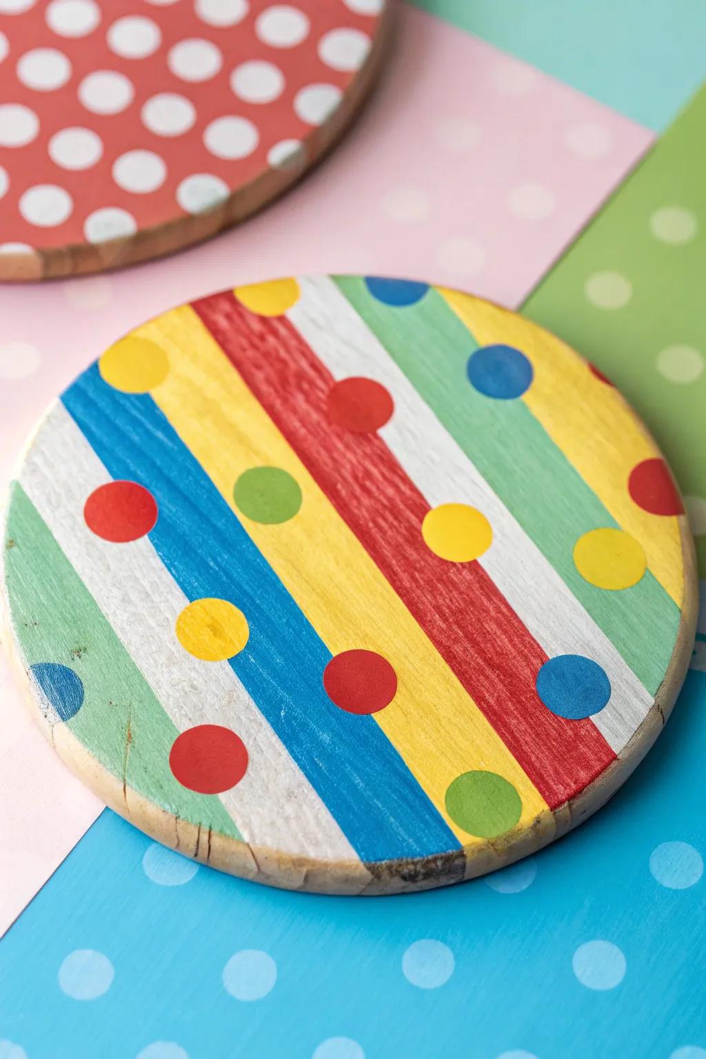 Infuse fun into your decor with playful patterned wood circle art.