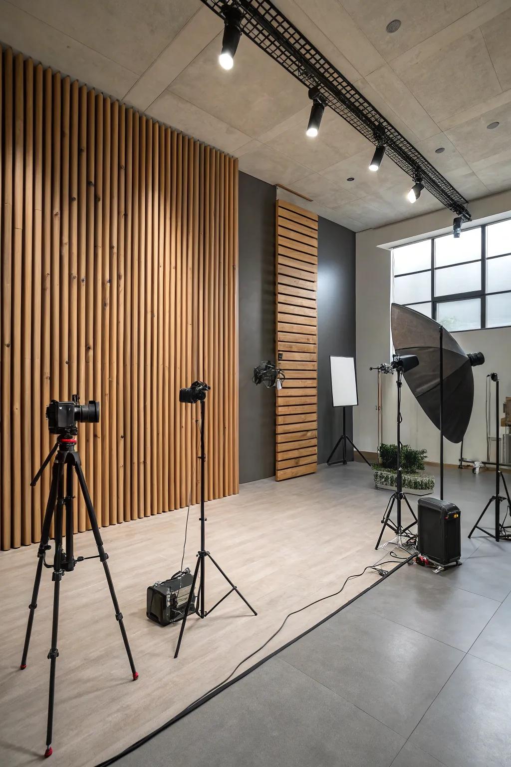 Timber slat walls offer a polished, modern aesthetic.
