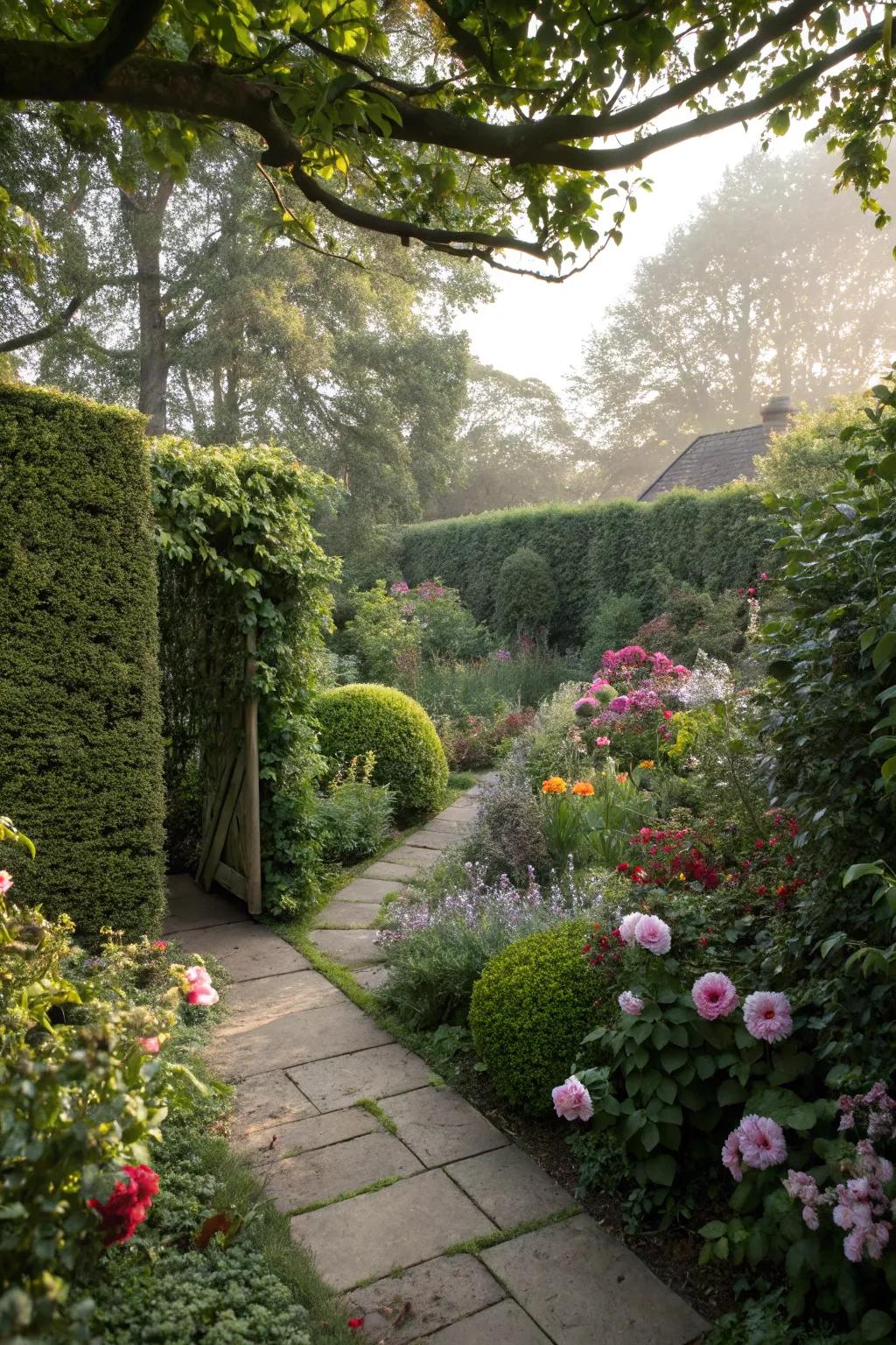 A hidden secret garden offering a magical escape.