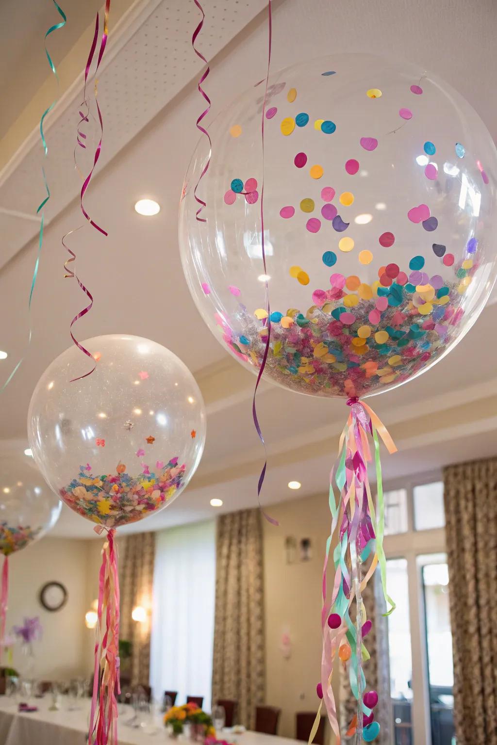 Add a burst of color with giant confetti balloons.