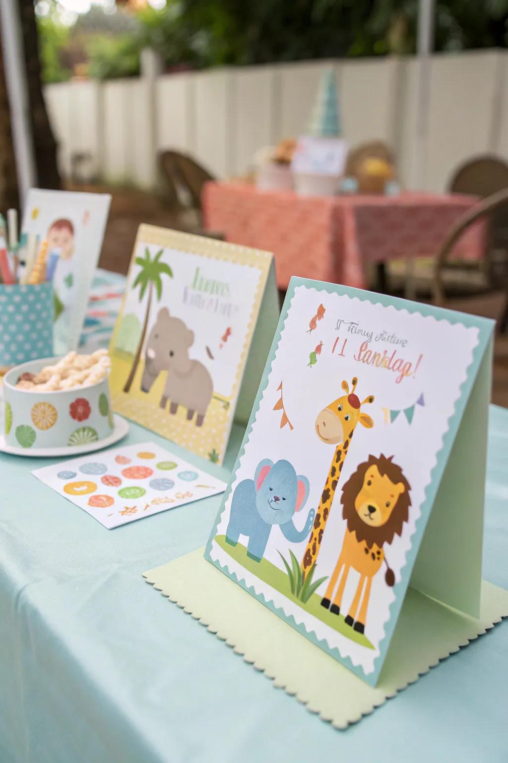 Themed notices offer a charming preview of your party's festivities.