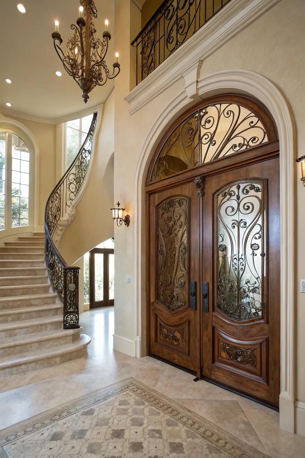 A custom entry door enhances the foyer's style and makes a lasting first impression.