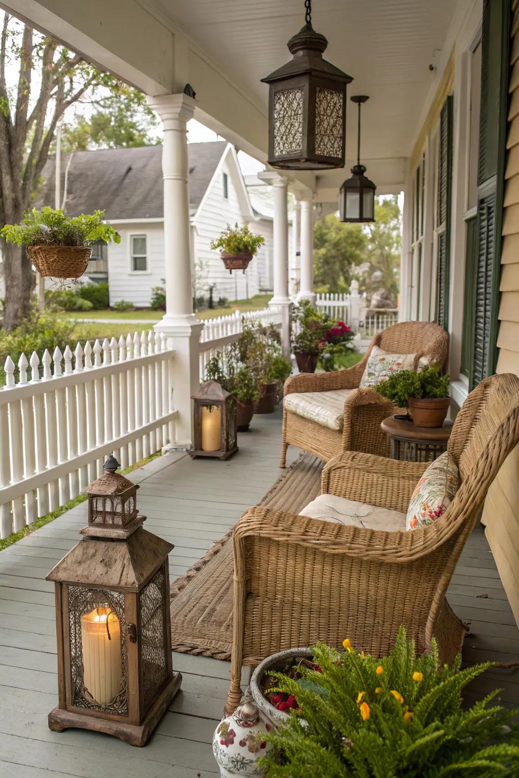Charming retro pieces building a unique porch aesthetic.