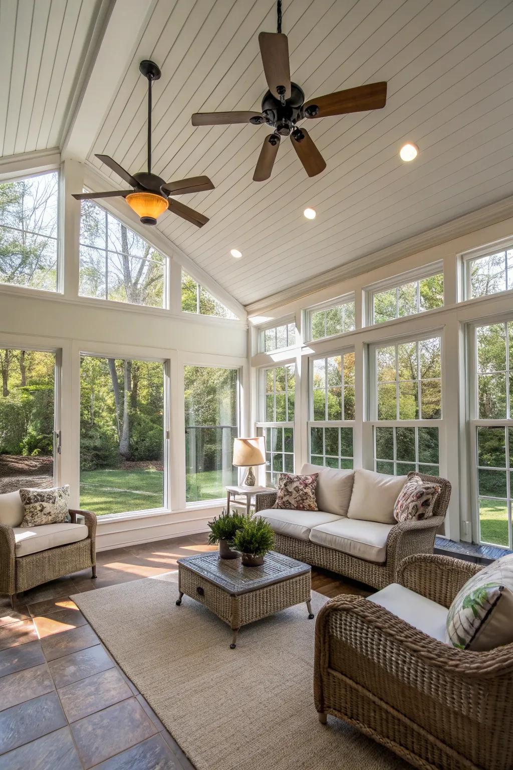 Ceiling fans providing comfort and style.