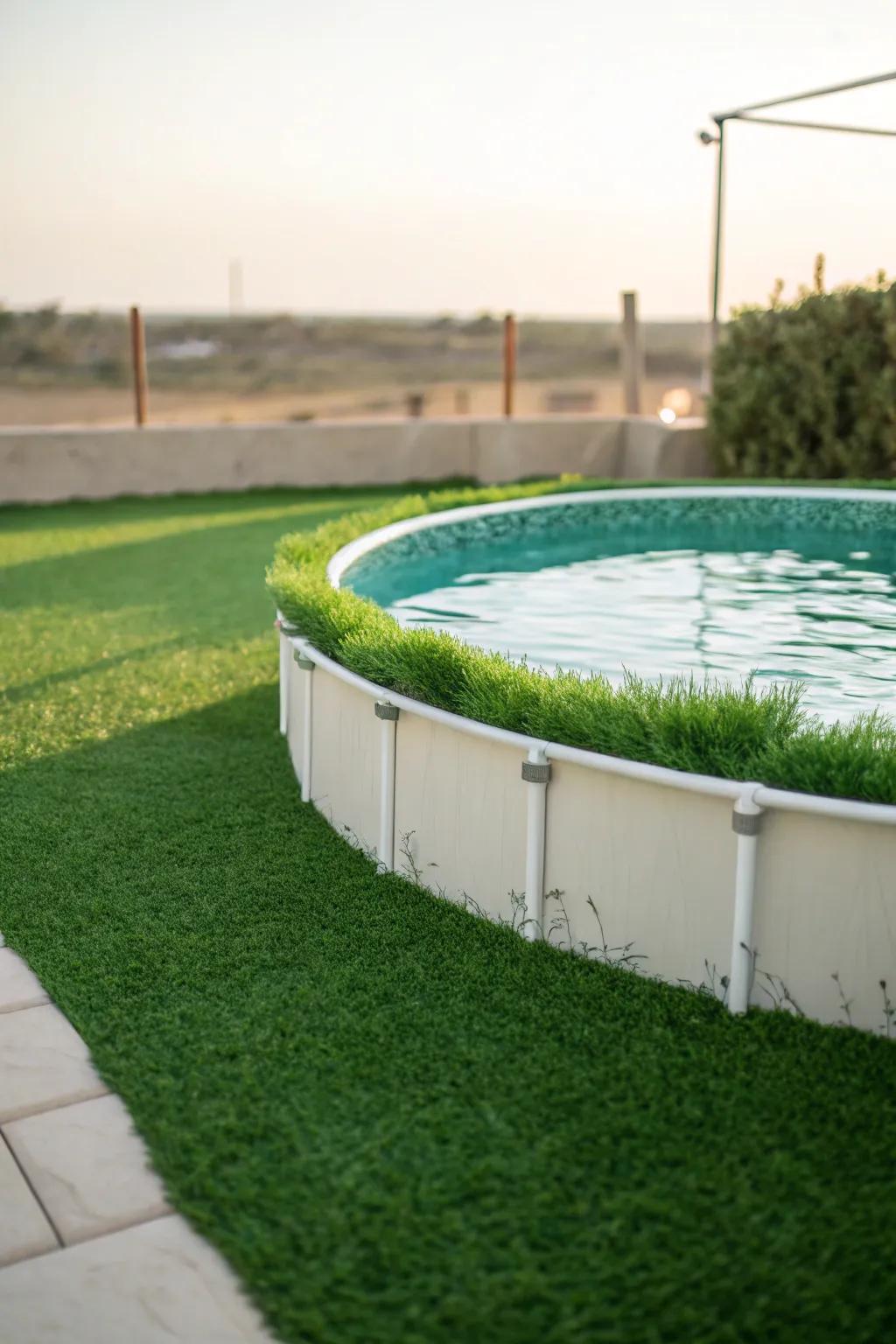 Synthetic turf adds comfort and a hint of greenery to your pool area.