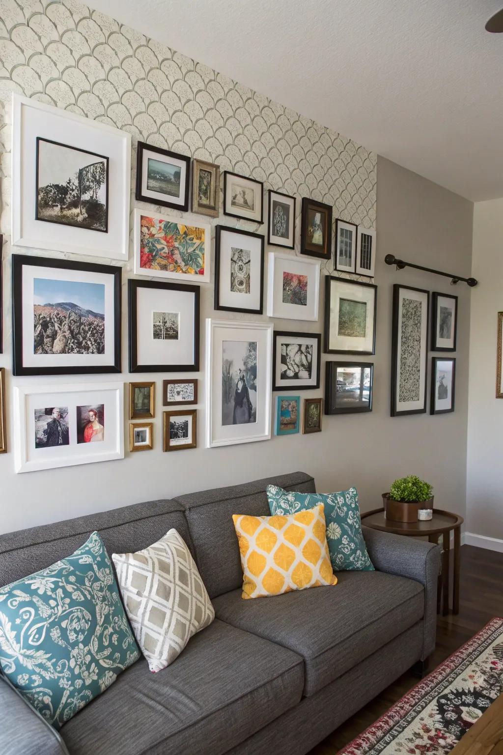 Personalize your area using a gallery of photo enclosures.