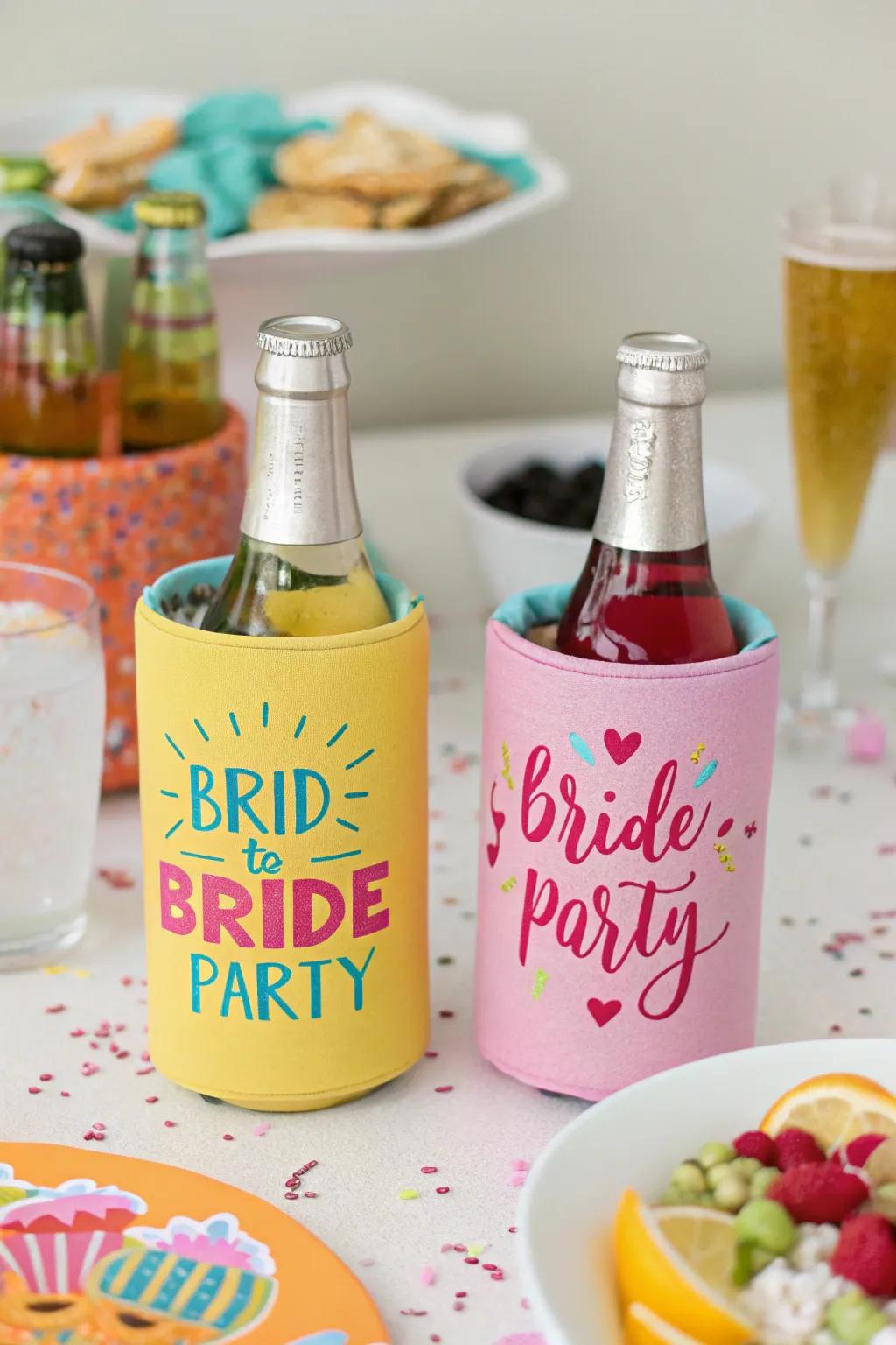 Themed drink insulators for celebration drinks.