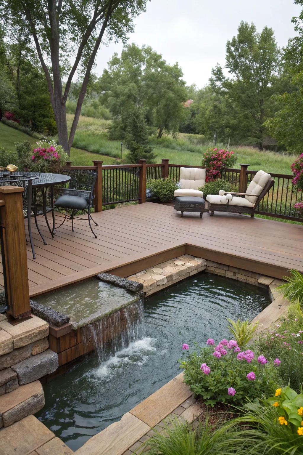 Water features bring peace and a bit of nature to your deck.