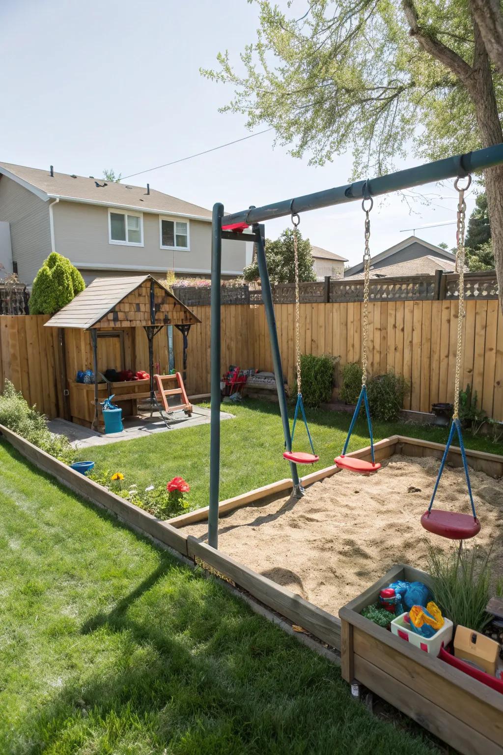 A children's play area making the backyard family-friendly.