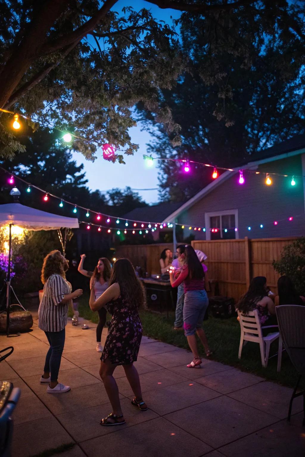 Music-synced lighting turns your backyard into a dance floor.