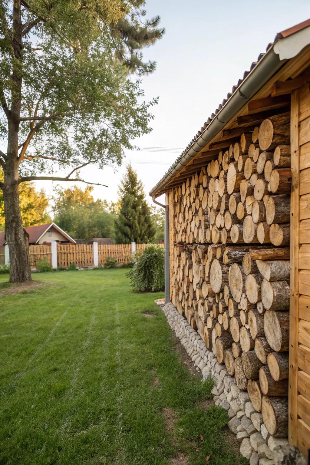 Timber walls provide rustic charm.