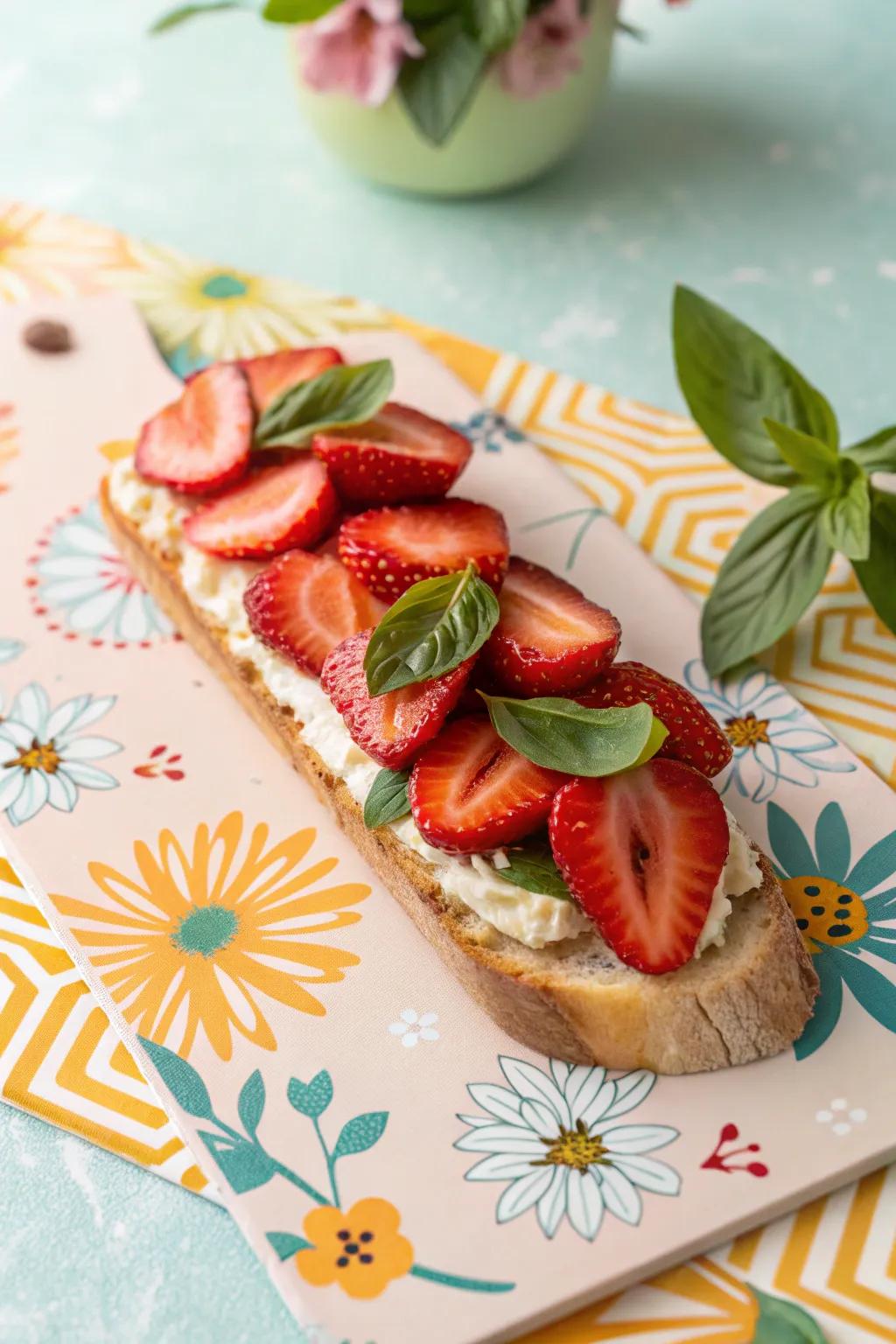 Strawberries and basil cultivate a revitalizing French loaf fusion.