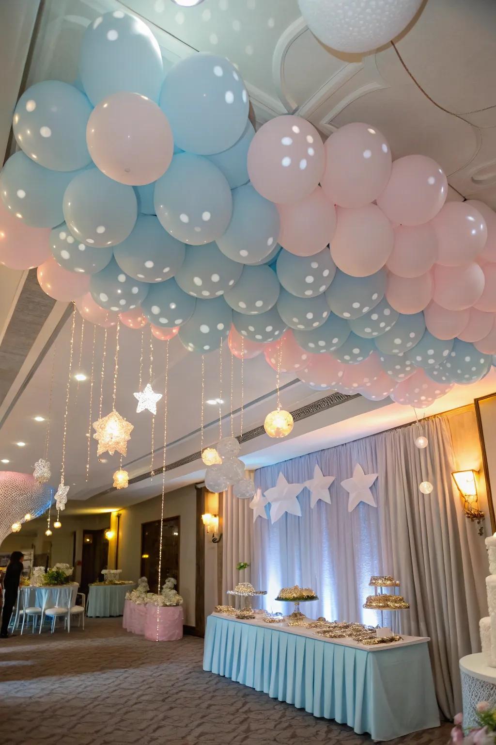 A nimbus nine balloon canopy creates a magical overhead experience.