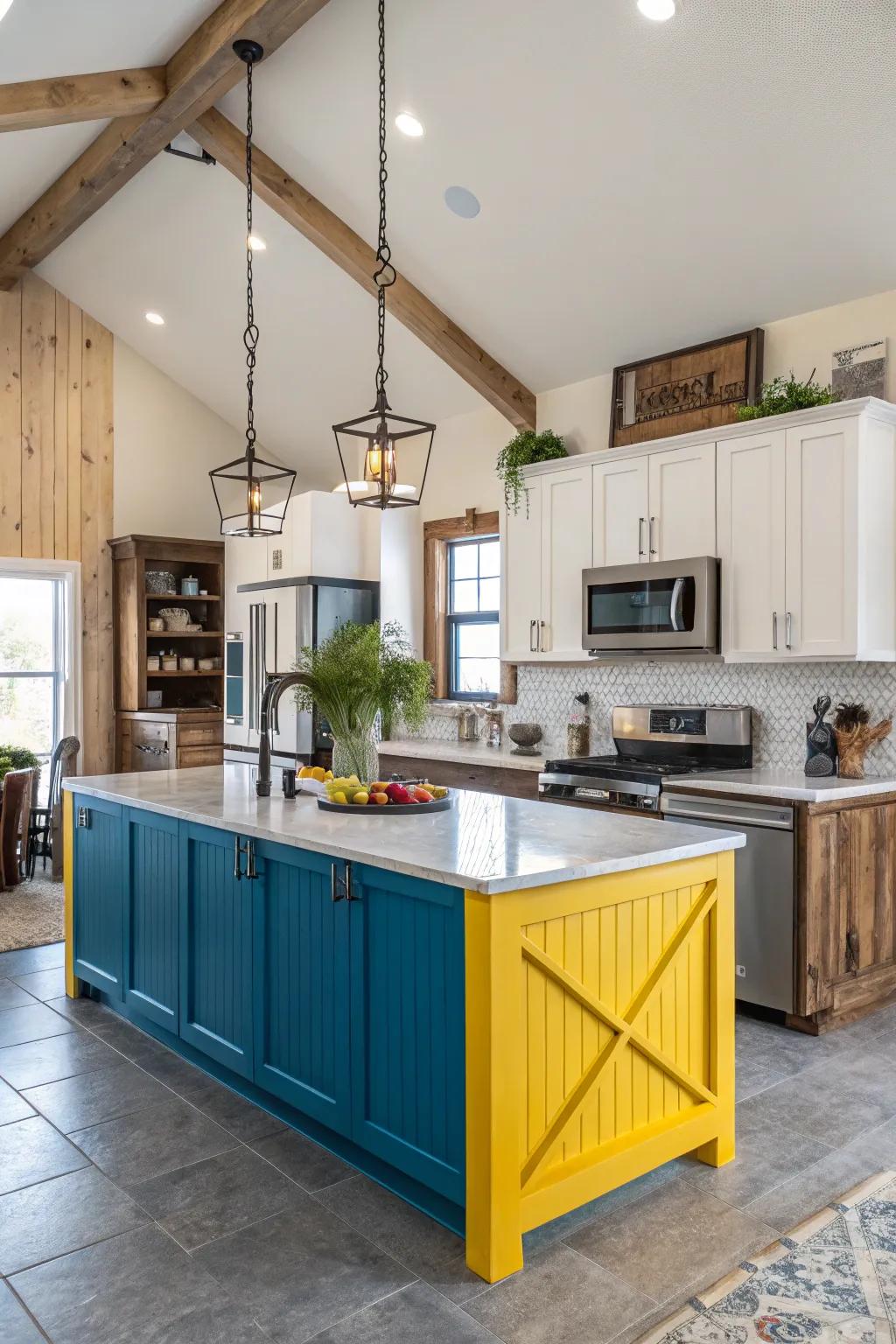 Striking color accents bring energy and personality to the kitchen.