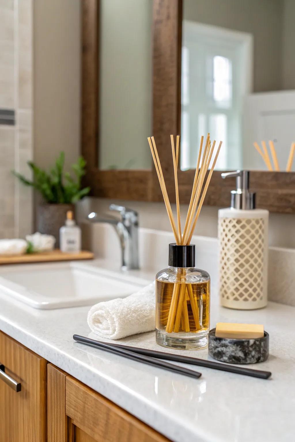 Scent diffusers contribute to the ambiance.
