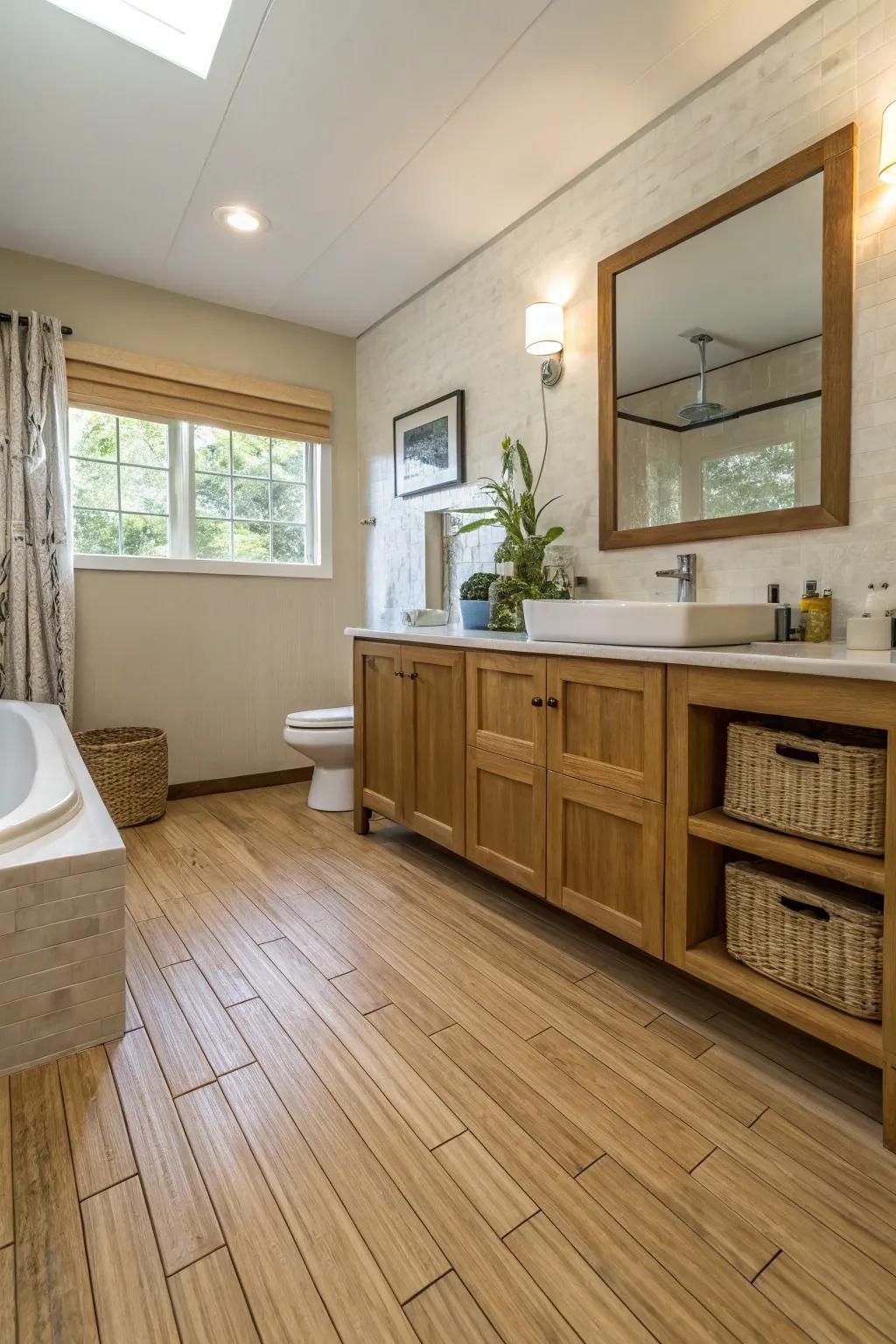 Bamboo flooring adds eco-friendly warmth.