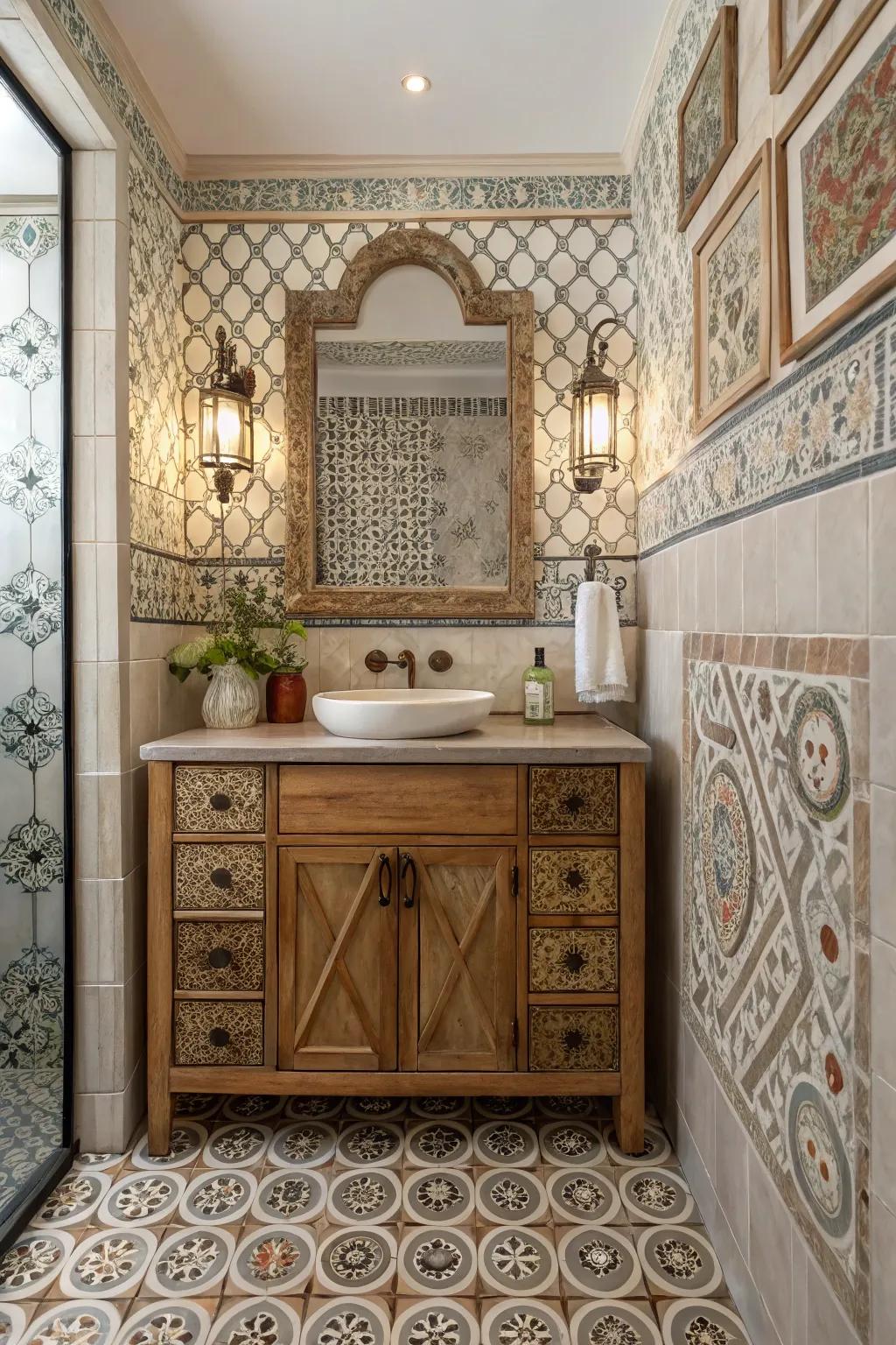 A bathroom design shines with personalized artisan details.