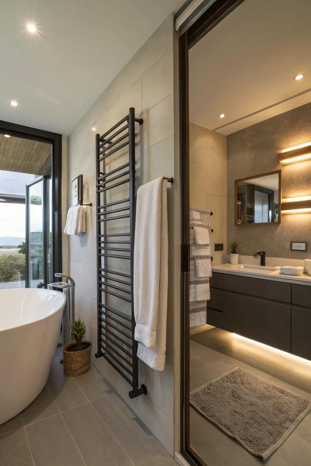 Built-in warmers deliver the luxury of warm towels.