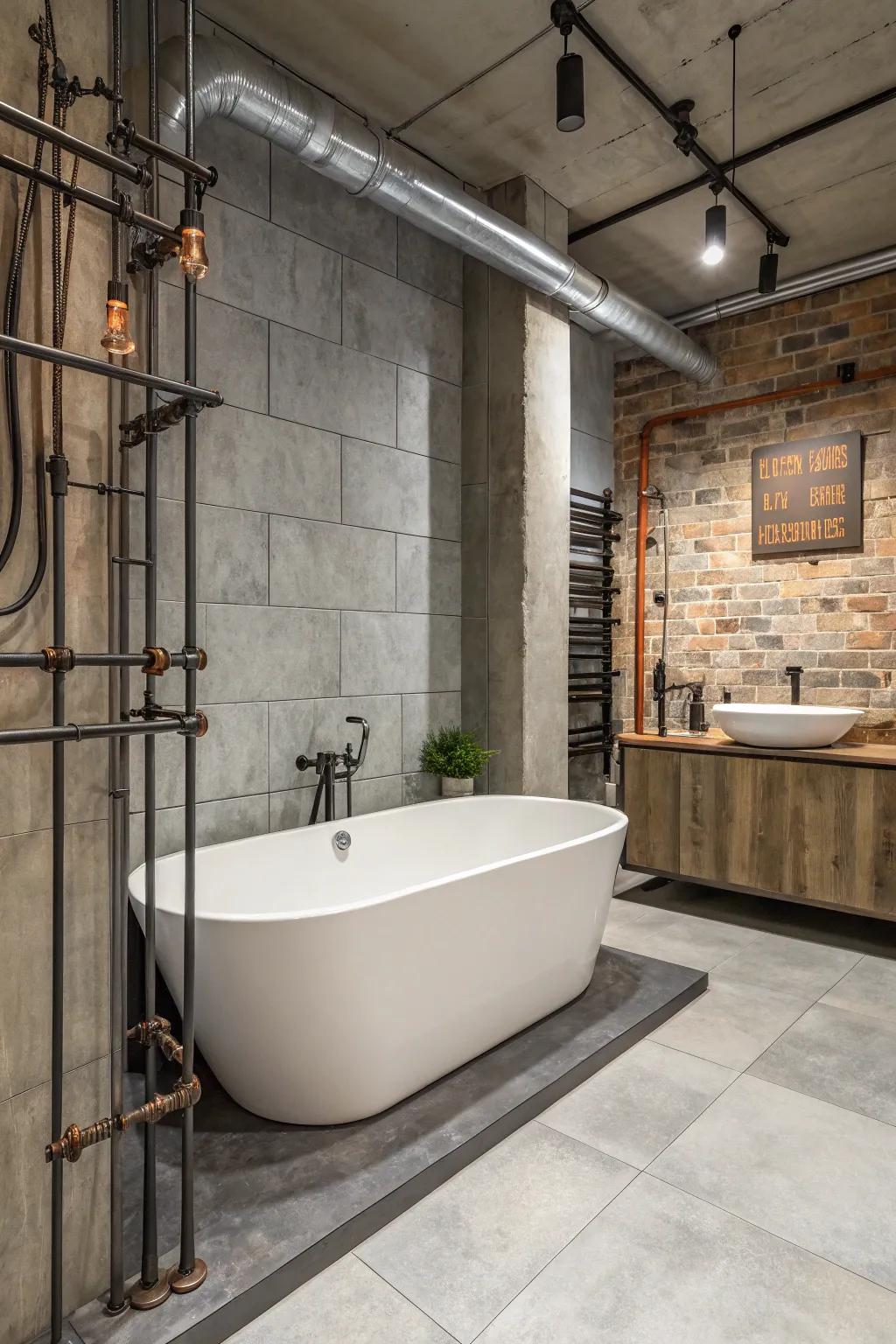 Modern edge with industrial chic cement tiling