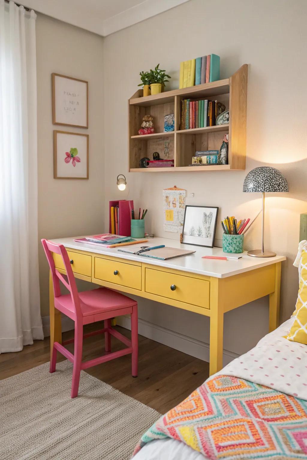 Add some zing with a colorful desk.