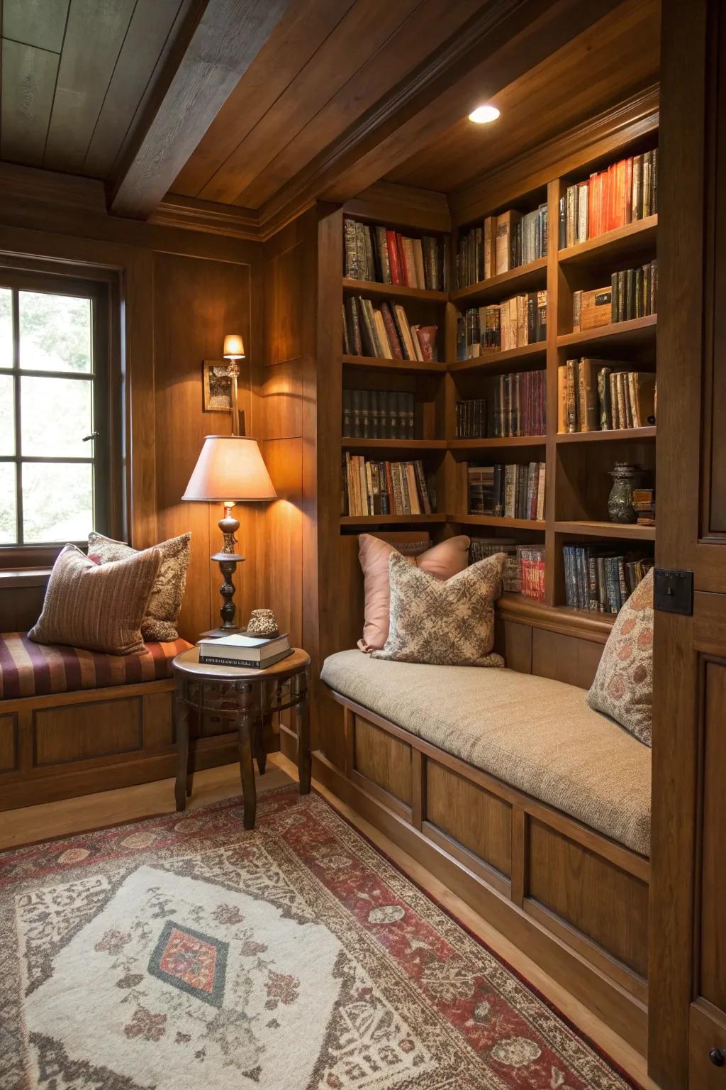 A snug reading nook enveloped in comfortable coco.