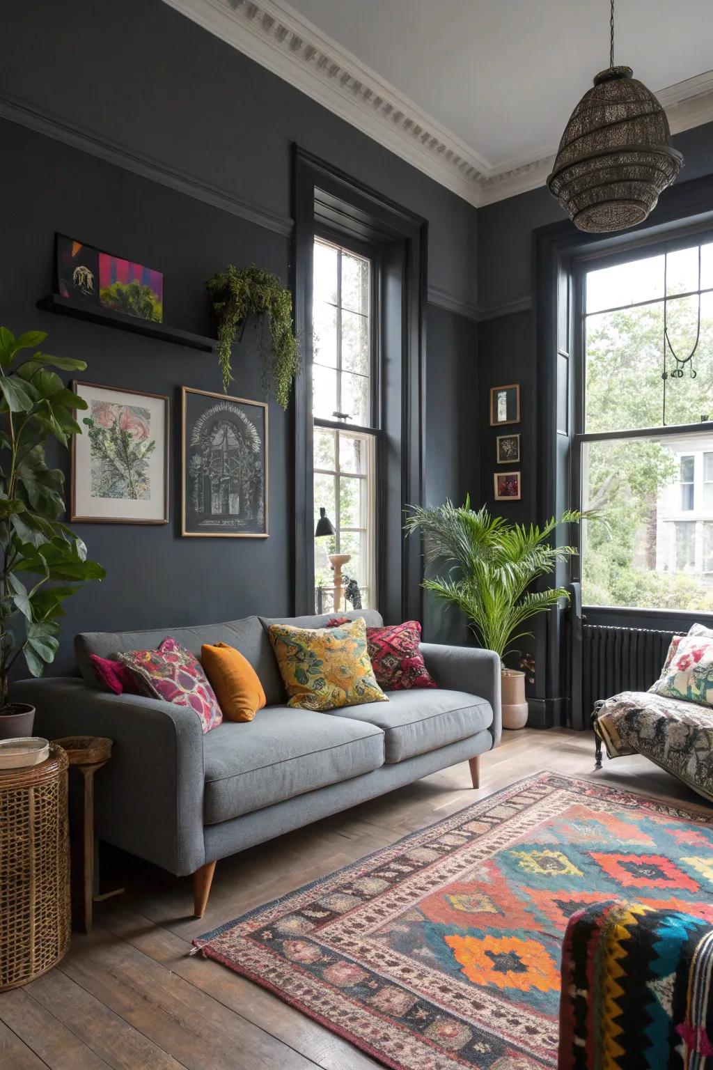 Graphite walls bring understated elegance and versatility.