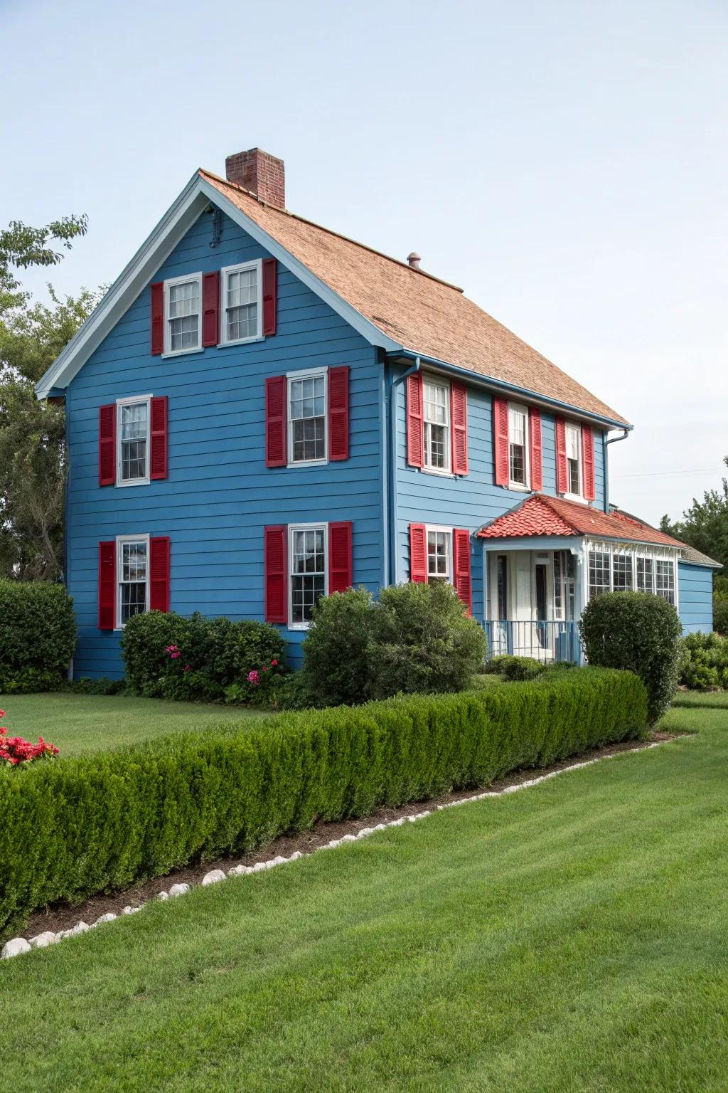 Contrasting window coverings add charm and character to blue homes.