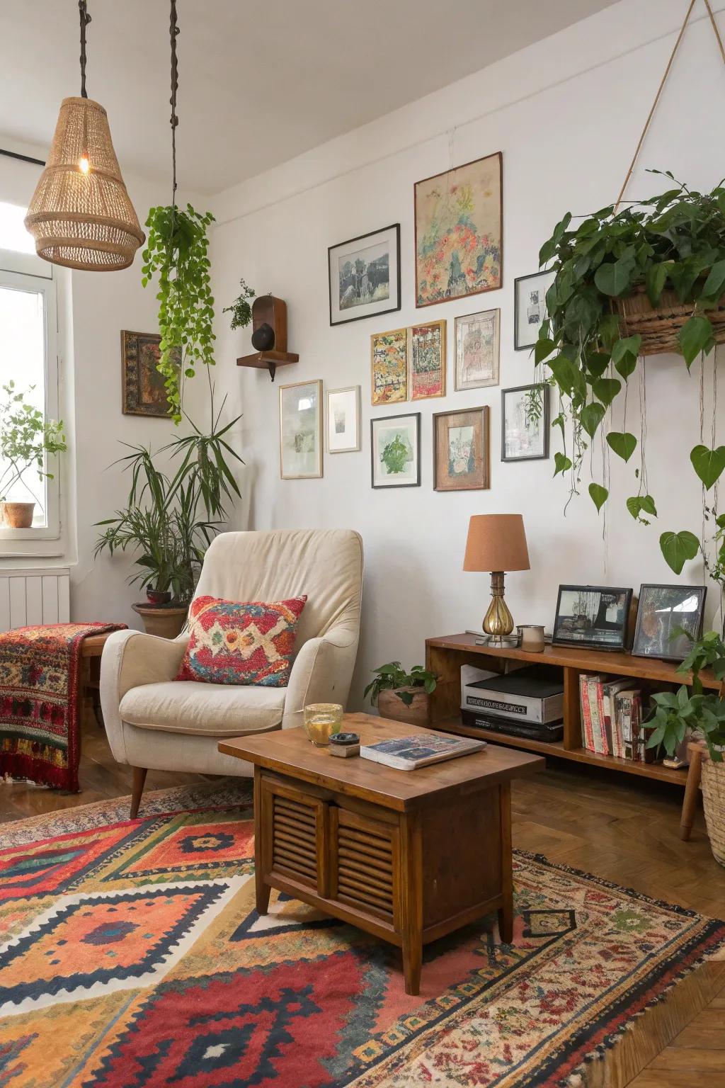 Vintage and modern pieces blend to create a unique bohemian look.